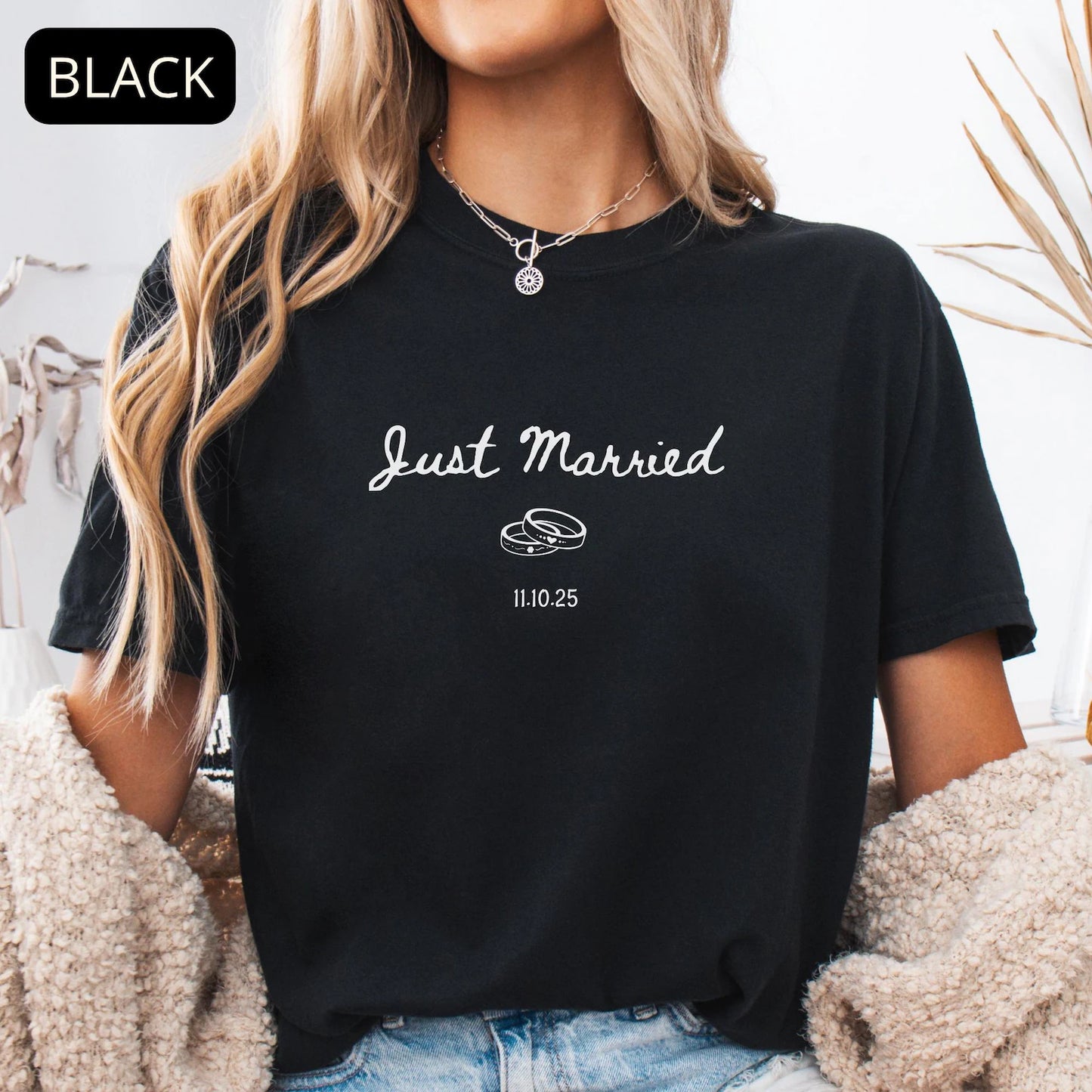Just Married Comfort Colors Shirt – Newlywed Couple Tee, Honeymoon Shirt, Wedding Gift
