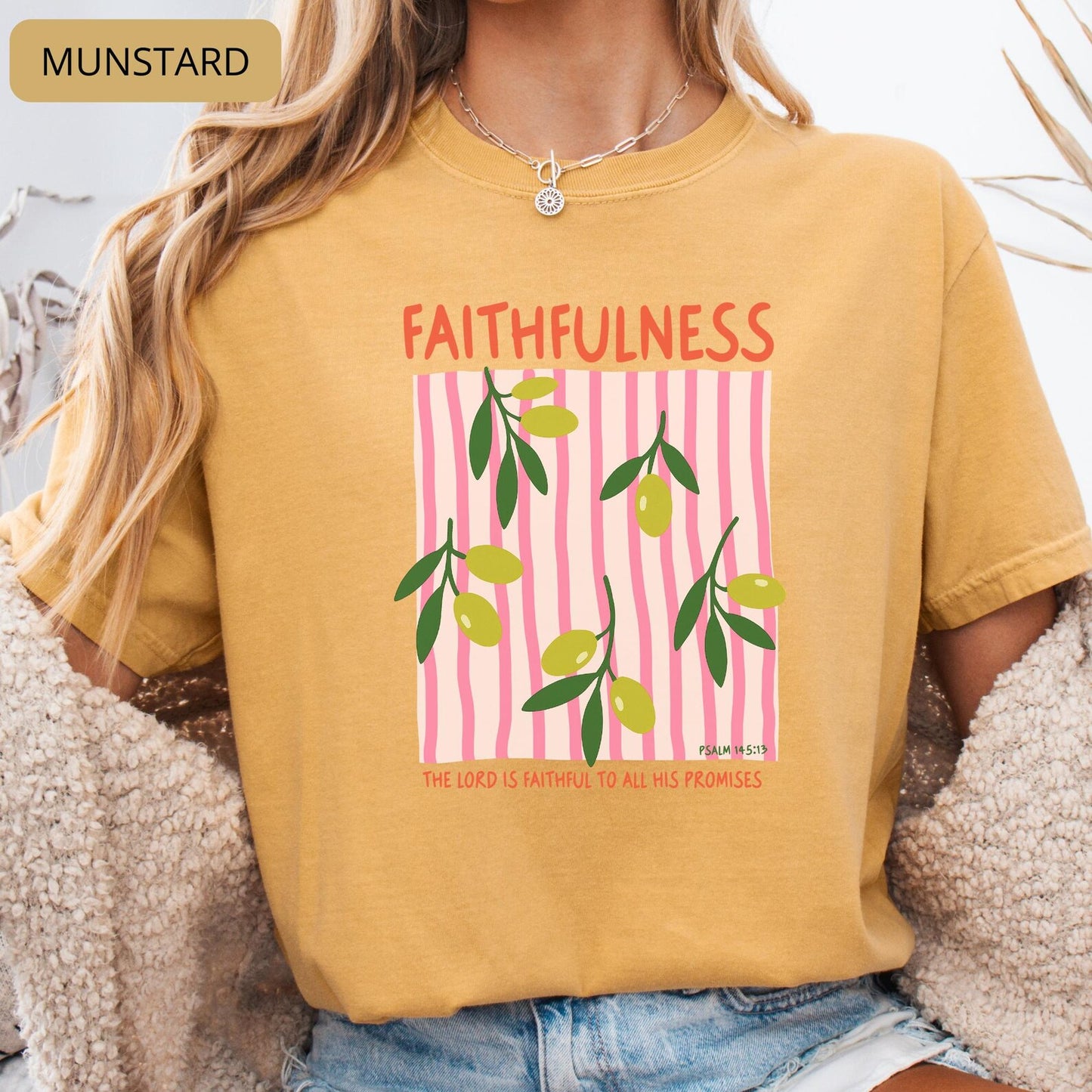 Faithfulness Christian T-Shirt – Floral Bible Verse Tee, Faith Based Shirt for Women