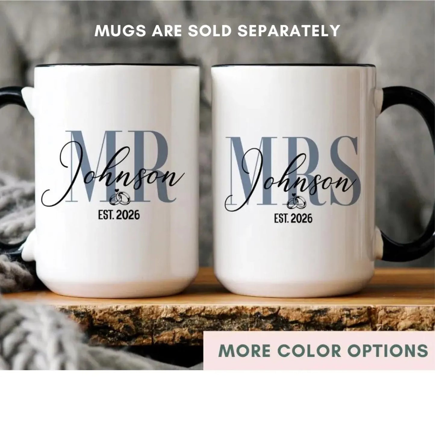 Personalized Mr and Mrs Mug, Custom Wedding Gift for Couple, Newlywed Coffee Cups, Engagement Gift, Bridal Shower Present