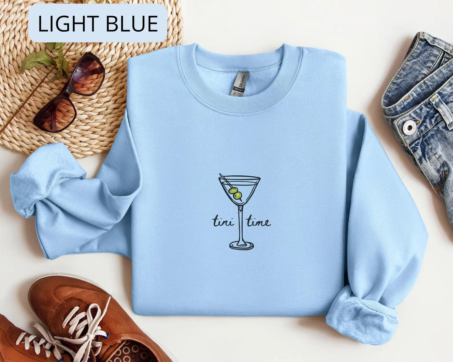 Tini Time Sweatshirt – Martini Graphic Crewneck, Cute Cocktail Sweater for Girls Night Outfit