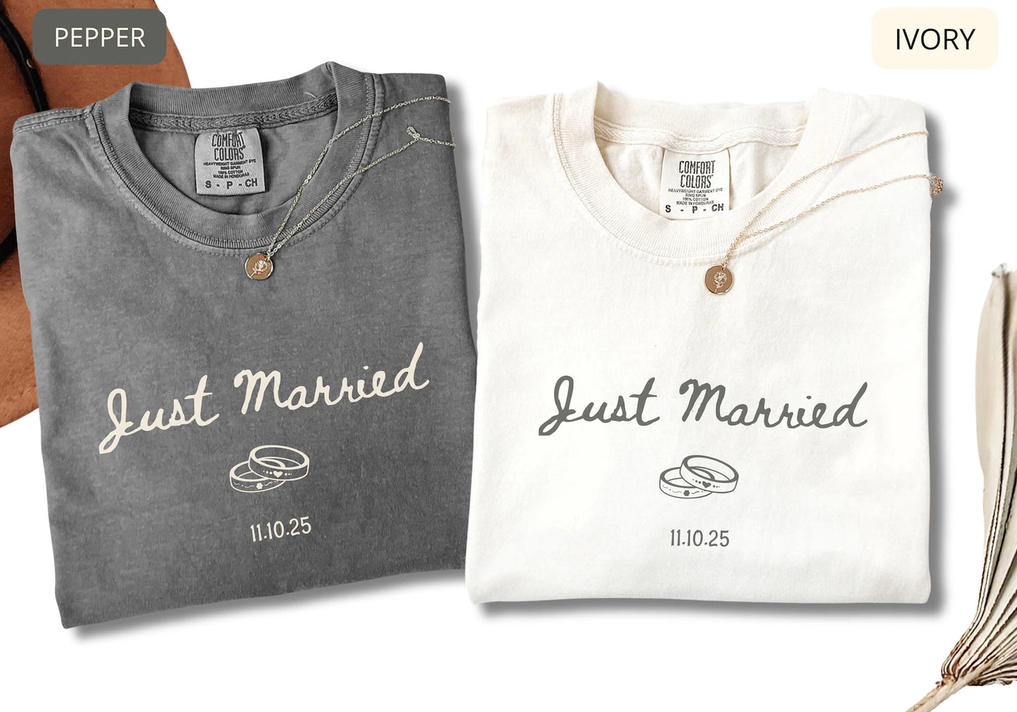 Just Married Comfort Colors Shirt – Newlywed Couple Tee, Honeymoon Shirt, Wedding Gift