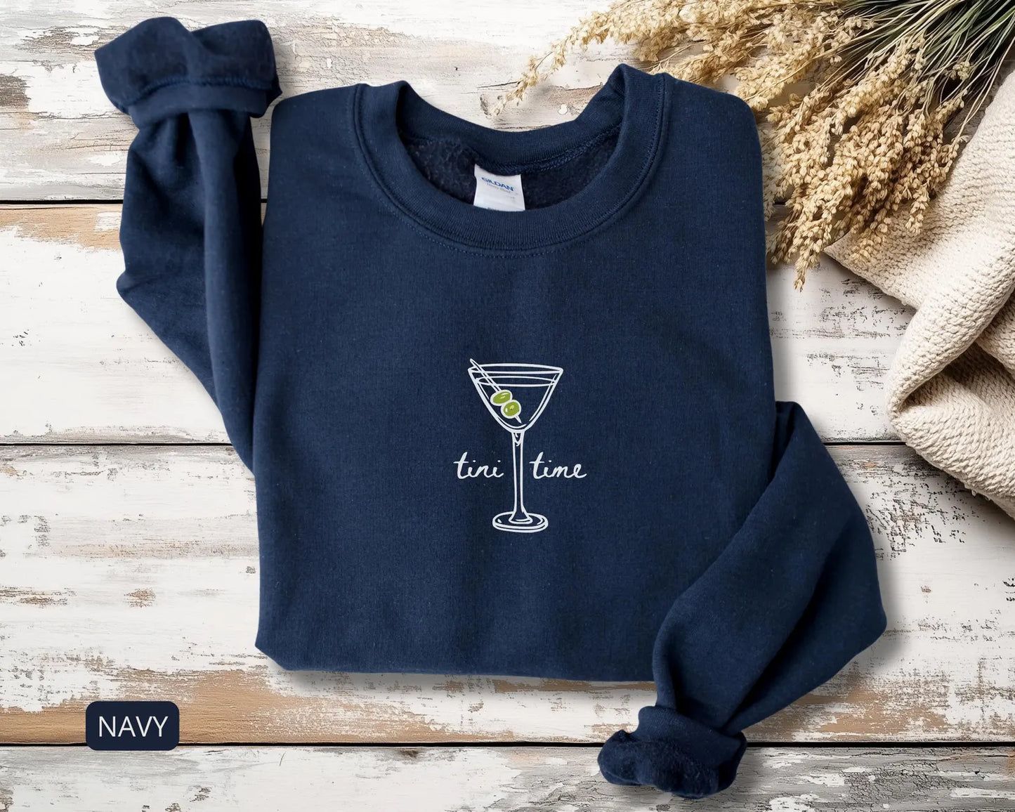 Tini Time Sweatshirt – Martini Graphic Crewneck, Cute Cocktail Sweater for Girls Night Outfit