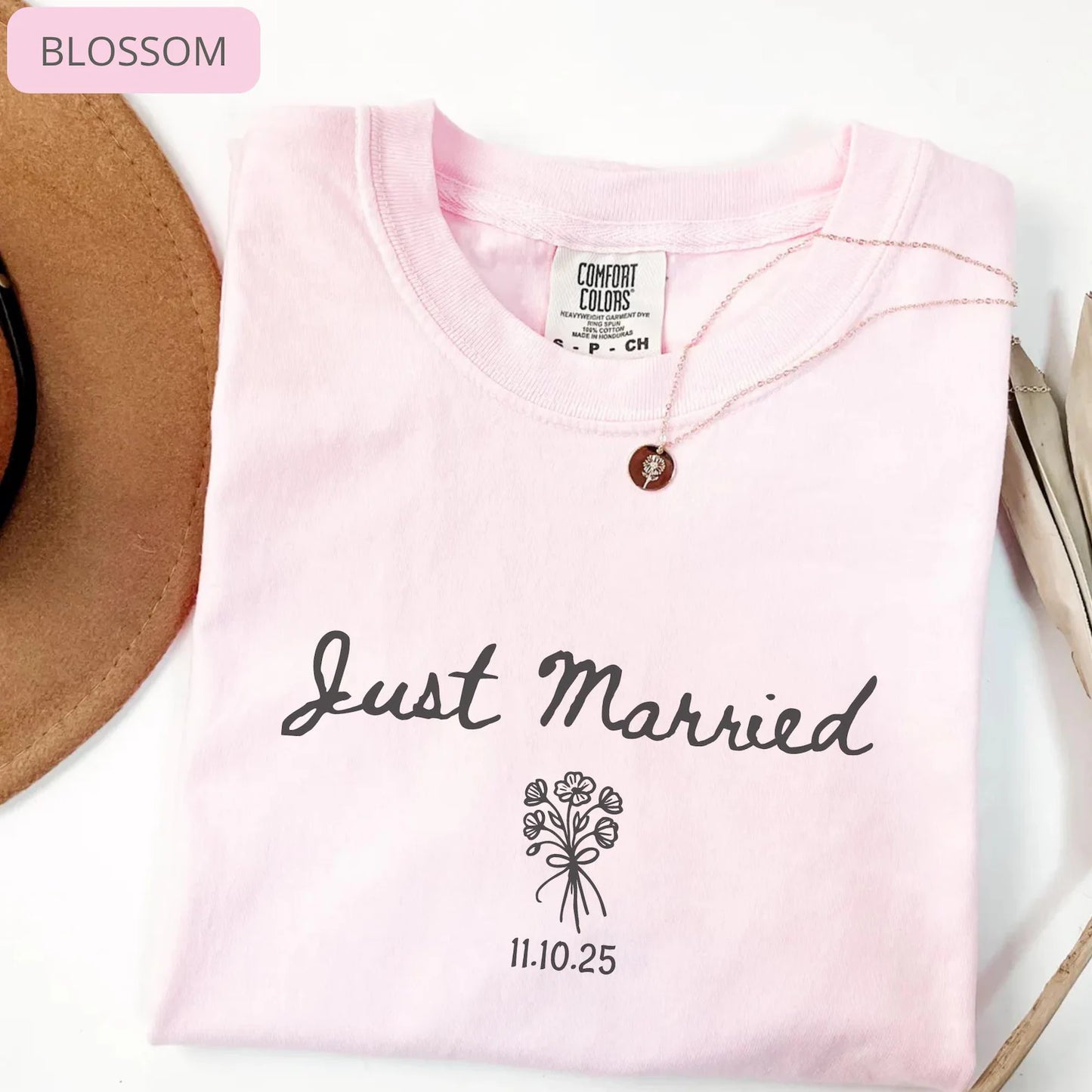Just Married Comfort Colors Shirt – Newlywed Couple Tee, Honeymoon Shirt, Wedding Gift